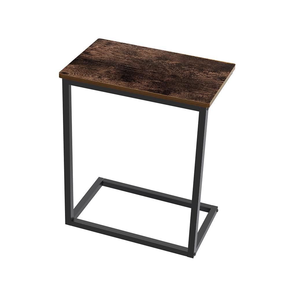 AZL1 Life Concept Rustic Brown Wood Finish & Metal Frame Sofa Side End Table for Living Room & Small Spaces, 21.7 Inches - Perfect for Coffee, Books & Decor | Compact Furniture for Apartments & Cozy Homes