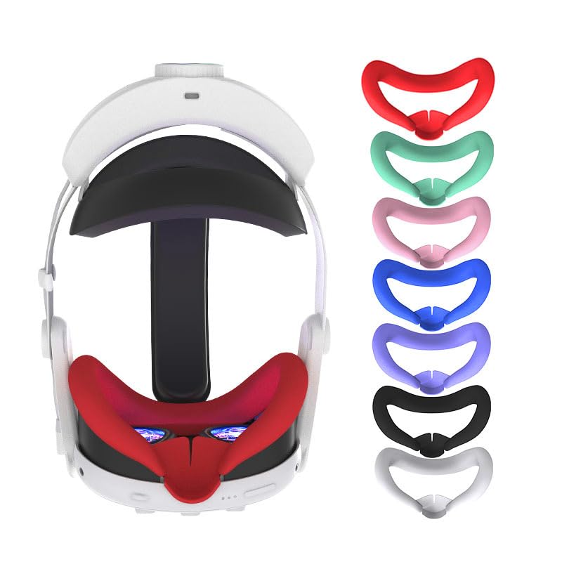 Meta Quest 3 VR Silicone Face Cover & Nose Pad Replacement - Anti-Leak Light Blocking Cushion, Protective Bracket & Eye Pad Accessories (Blue) - Perfect for Enhanced Comfort & Hygiene During Extended VR Gaming Sessions