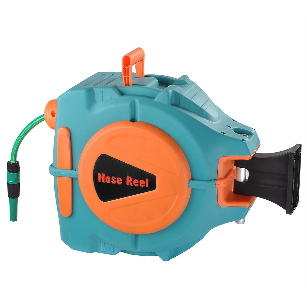 TheLAShop 65ft Retractable Garden Hose Reel - Wall Mounted Expandable Water Hose for Lawn, Yard & Outdoor Cleaning - Heavy Duty Durable Hose Storage Solution