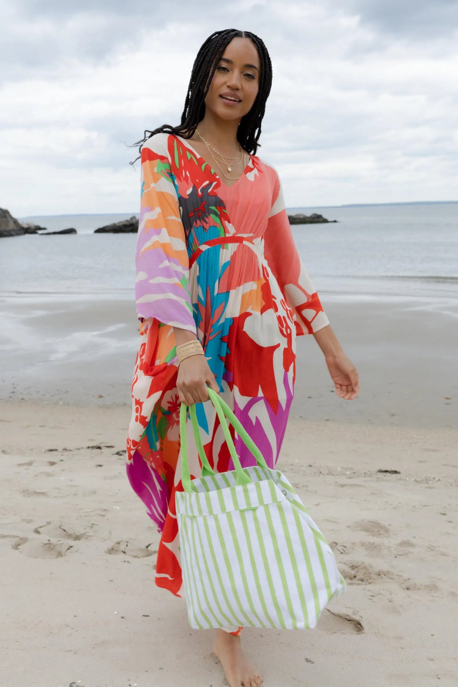 Stylish Striped Tote Bag for Women - Lightweight & Durable Canvas Shopping Bag - Perfect for Beach, Work, and Everyday Use