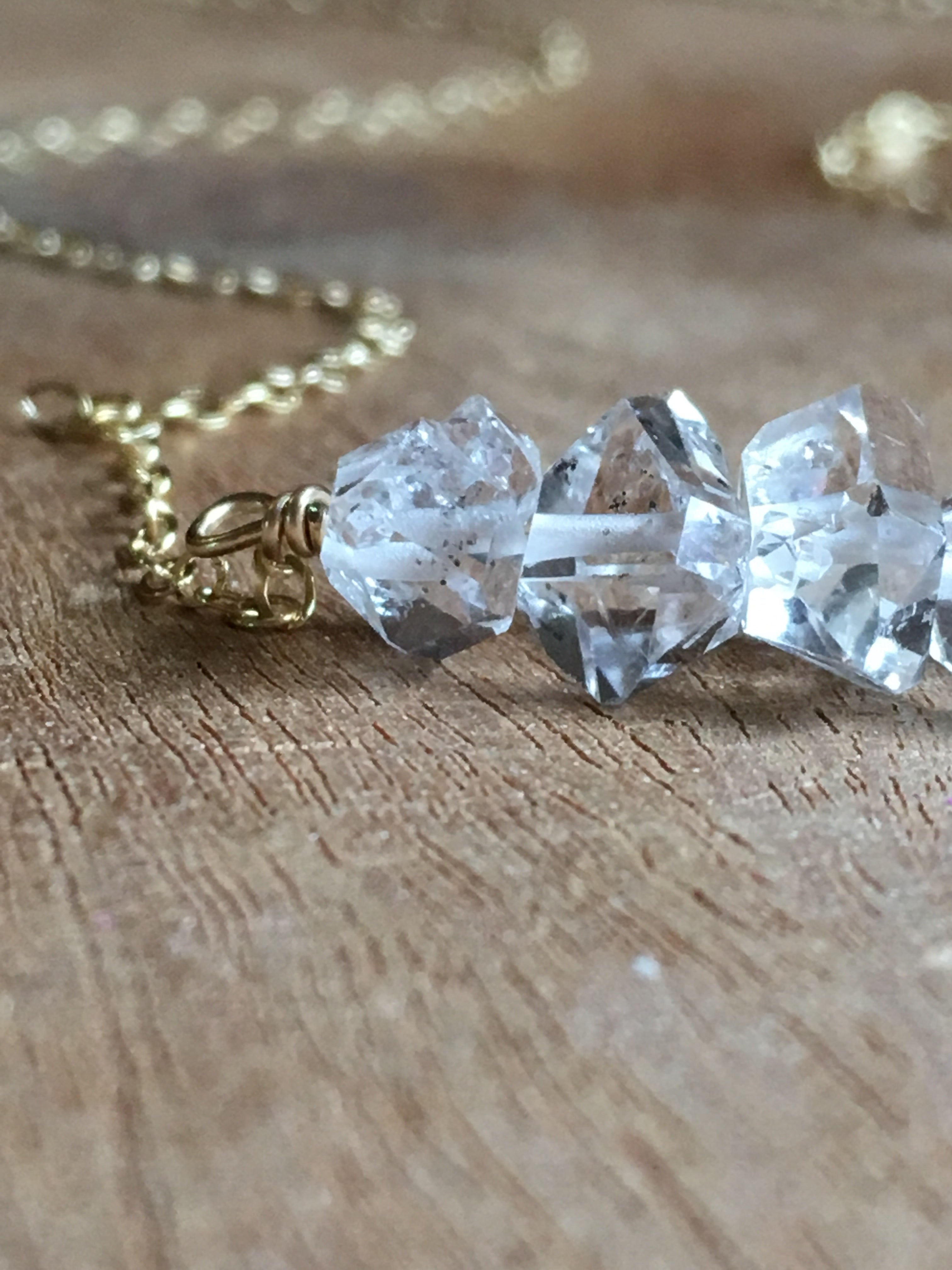 Herkimer Diamond Necklace - 14K Gold Filled or Sterling Silver Raw Crystal Pendant Jewelry for Women - Perfect for Spiritual Healing, Meditation & Boho Fashion