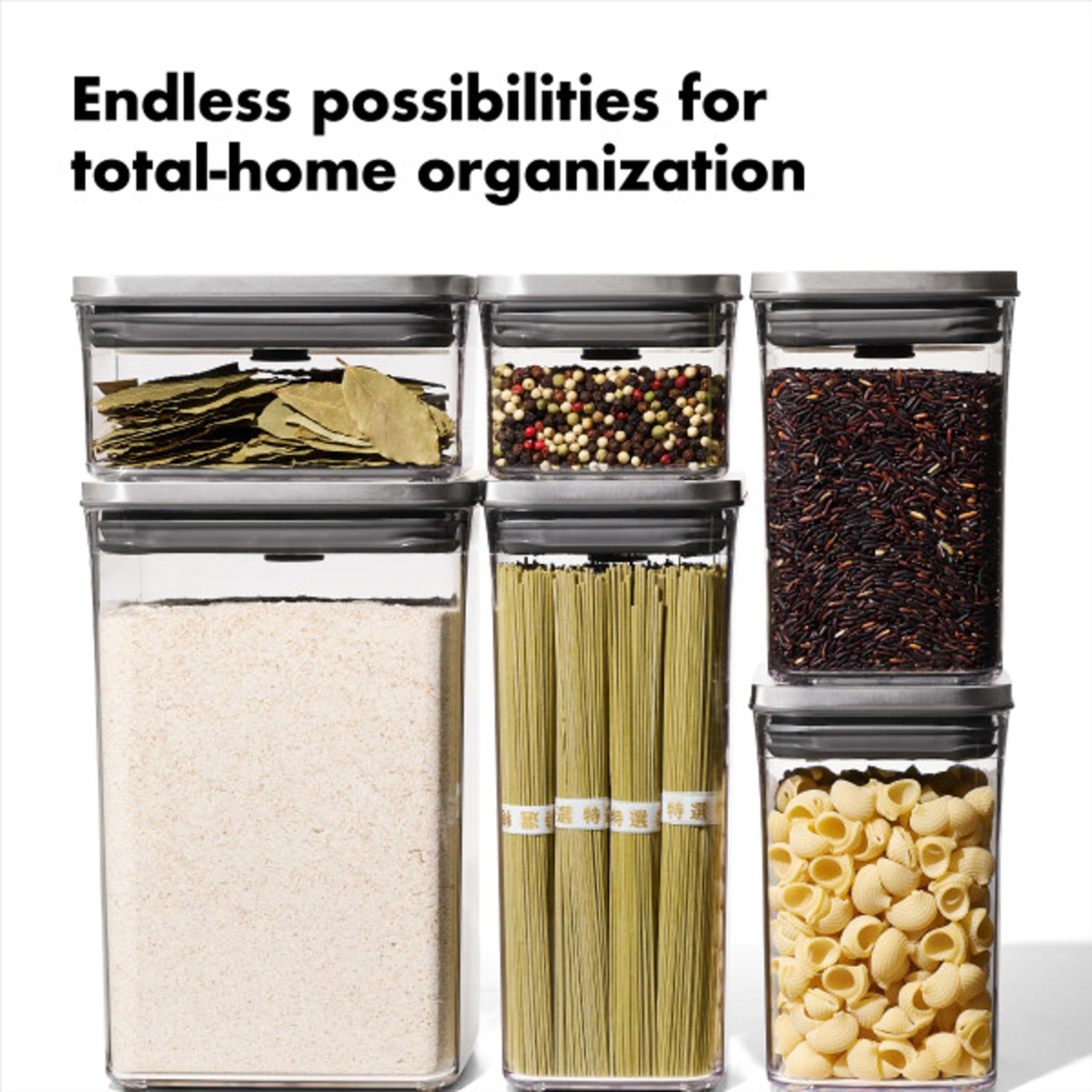 OXO SteeL 6-Piece Airtight Food Storage Container Set - Perfect for Kitchen Pantry Organization & Bulk Food Storage