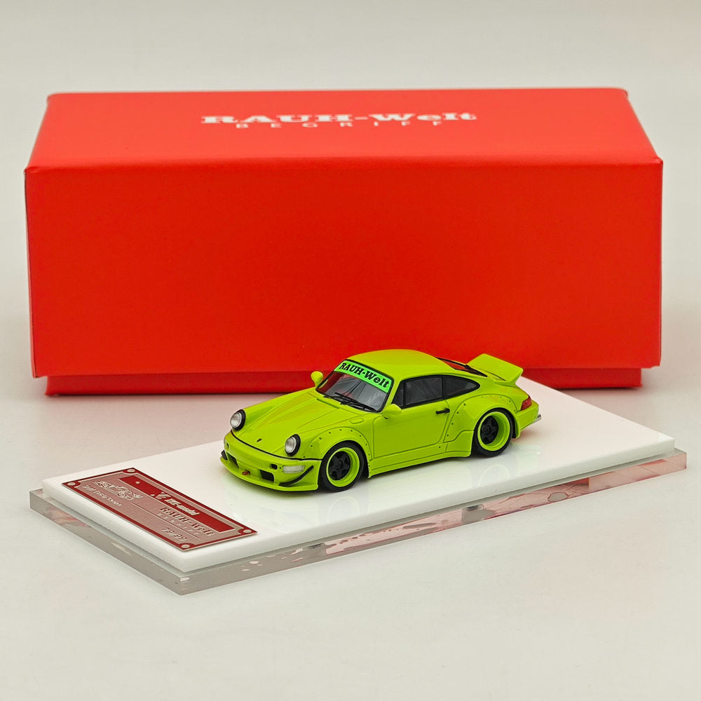 1/64 Scale Porsche 964 RWB RAUH Welt BEGRIFF Apple Green Resin Diecast Model Car - Limited Edition Collectible Toy Vehicle for Display & Gift Giving (Perfect for Car Enthusiasts, Office Decor, and Model Collections)