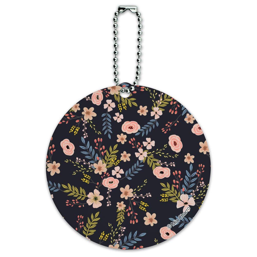 Floral Pattern Round Luggage ID Tag - Personalized Suitcase & Carry-On Baggage Identifier for Travel Accessories | Perfect for Airports, Business Trips & Vacation