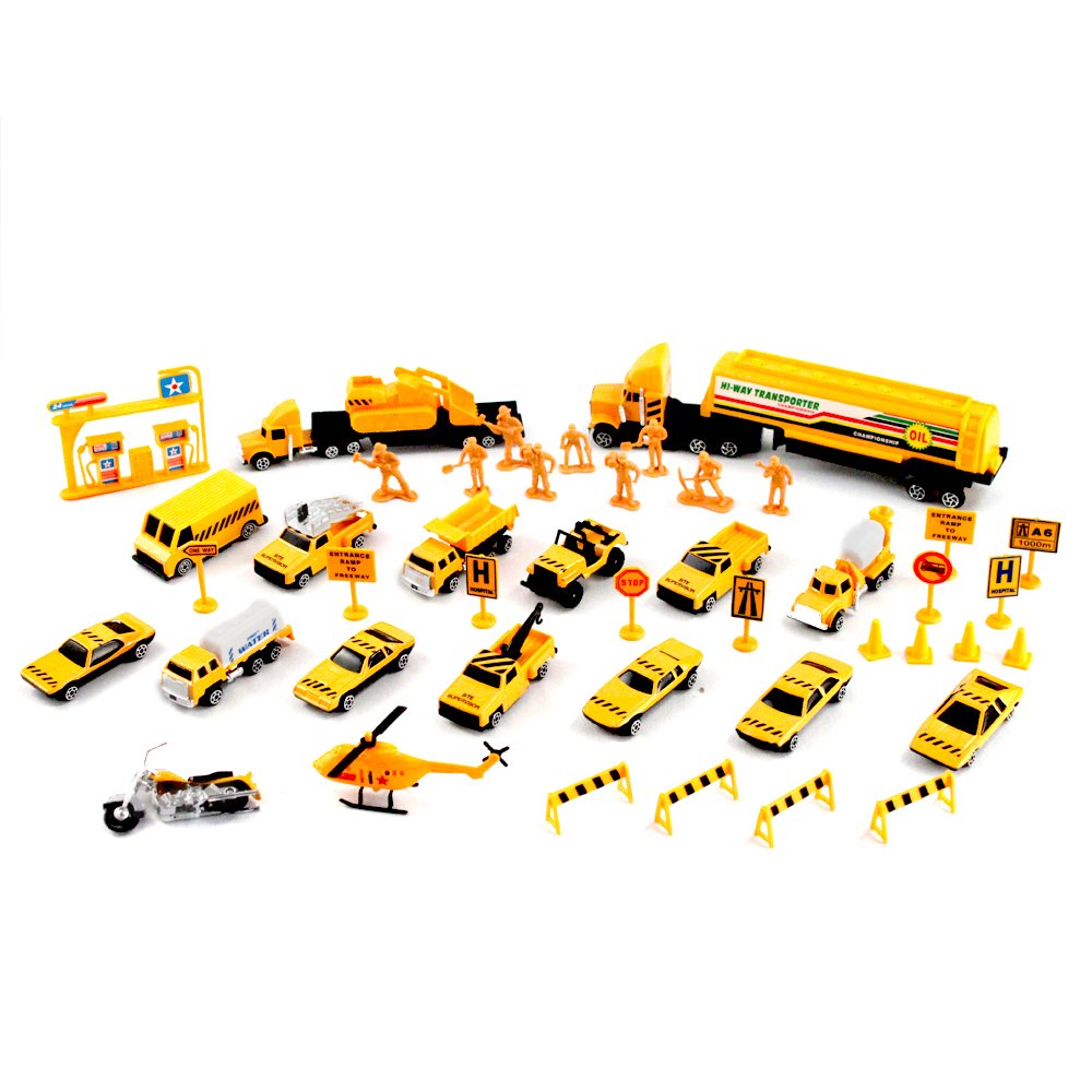 KidPlay 50-Piece Diecast Car Set - Urban City Construction Toy Vehicles for Kids | Pretend Play, Role Playing & Collectible Gift for Boys & Girls