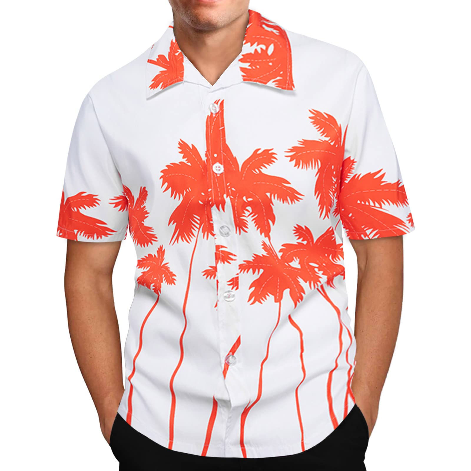 Men's Casual Short-Sleeve Floral Print Shirt - Loose Fit Turn-Down Collar Spring Blouse | Perfect for Beach Outings, Summer Parties & Office Casual Wear