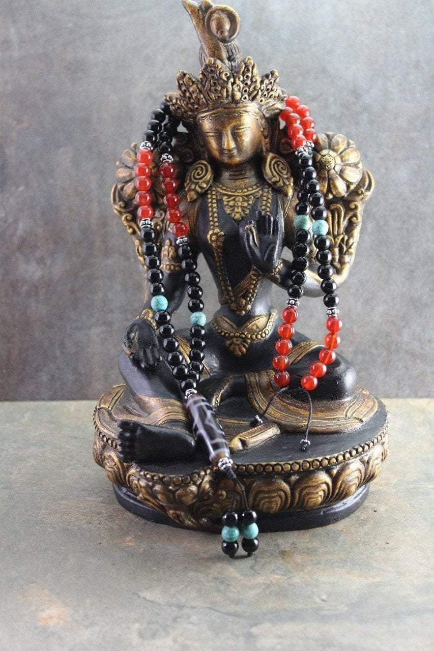 Adjustable Carnelian and Dzi Bead Tibetan Necklace - Spiritual Healing Jewelry for Meditation, Yoga & Energy Protection