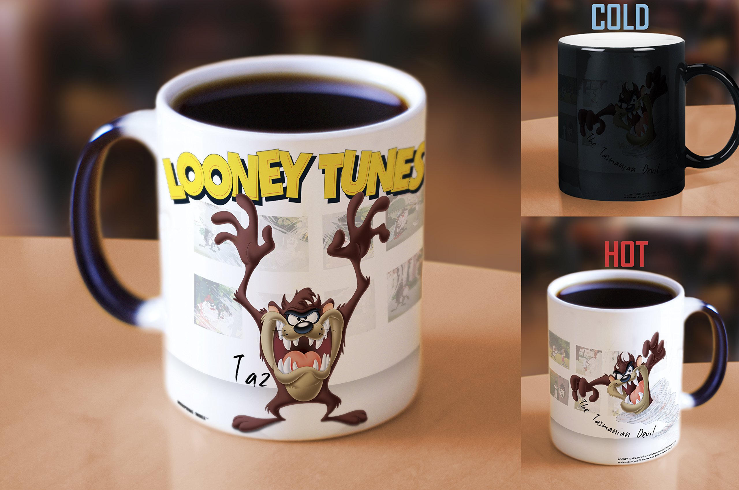 Looney Tunes Tazmanian Devil (Taz) Morphing Ceramic Mug - Heat Activated Color Changing Coffee Cup - Perfect for Coffee, Tea & Hot Chocolate Lovers - Great Gift for Cartoon Fans