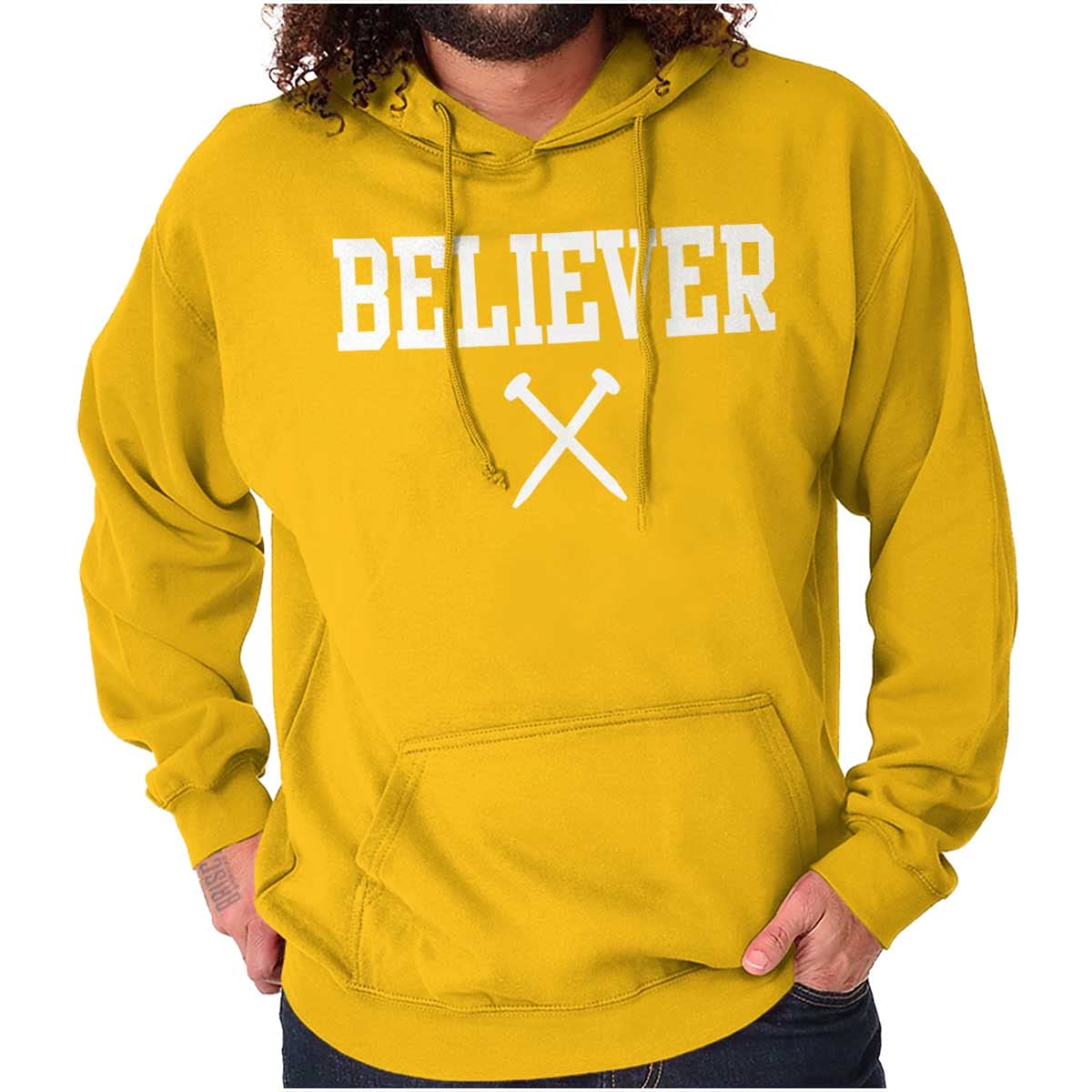Believer Nails Cross Christian Hoodie Sweatshirt for Women & Men - Religious Apparel for Church, Bible Study & Everyday Faith Wear