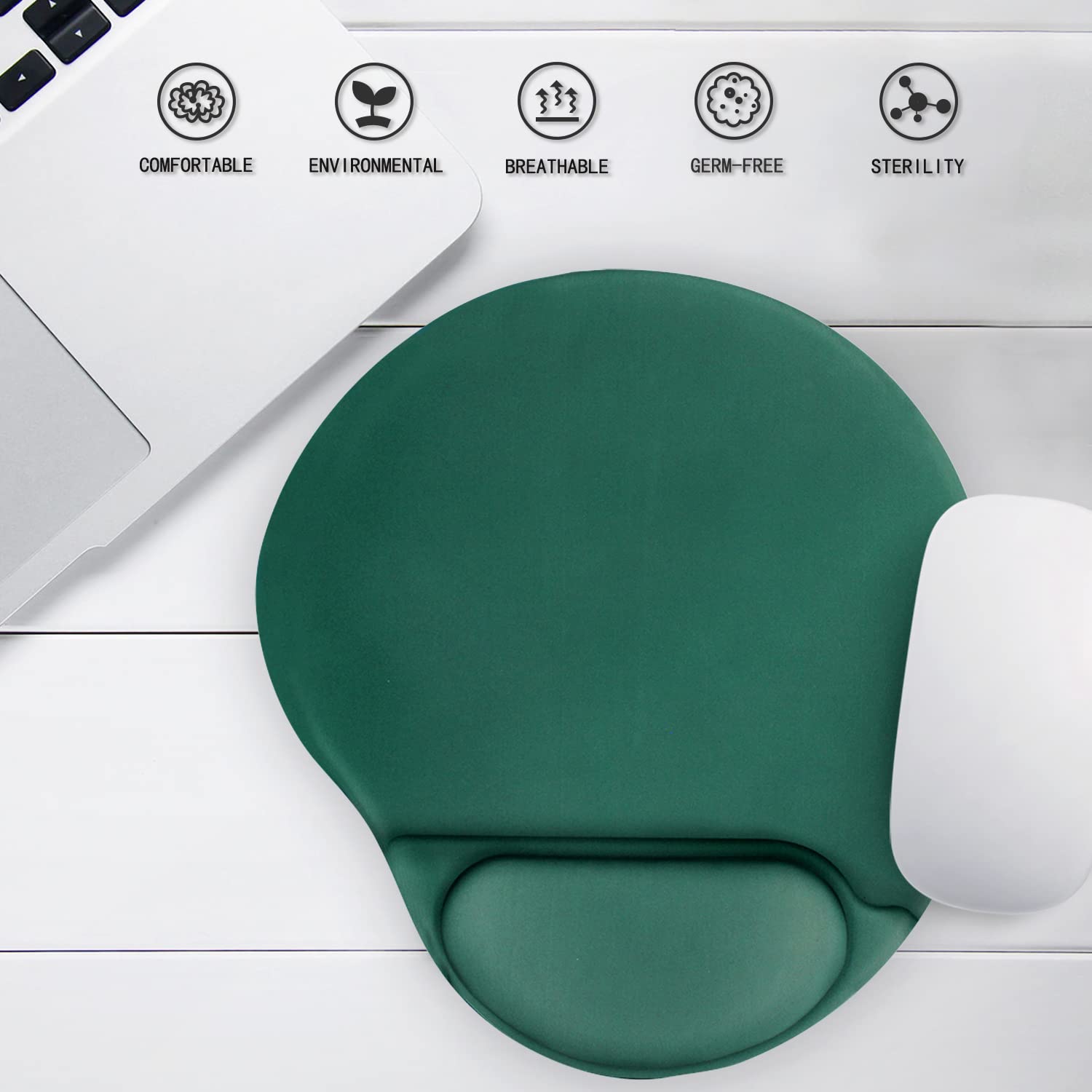 Ergonomic Mouse Pad with Wrist Support - Comfortable Non-Slip PU Base for Pain Relief - Perfect for Home Office, Gaming & Computer Work (Sap Green) | Reduce Wrist Strain During Long Work Sessions & Gaming Marathons