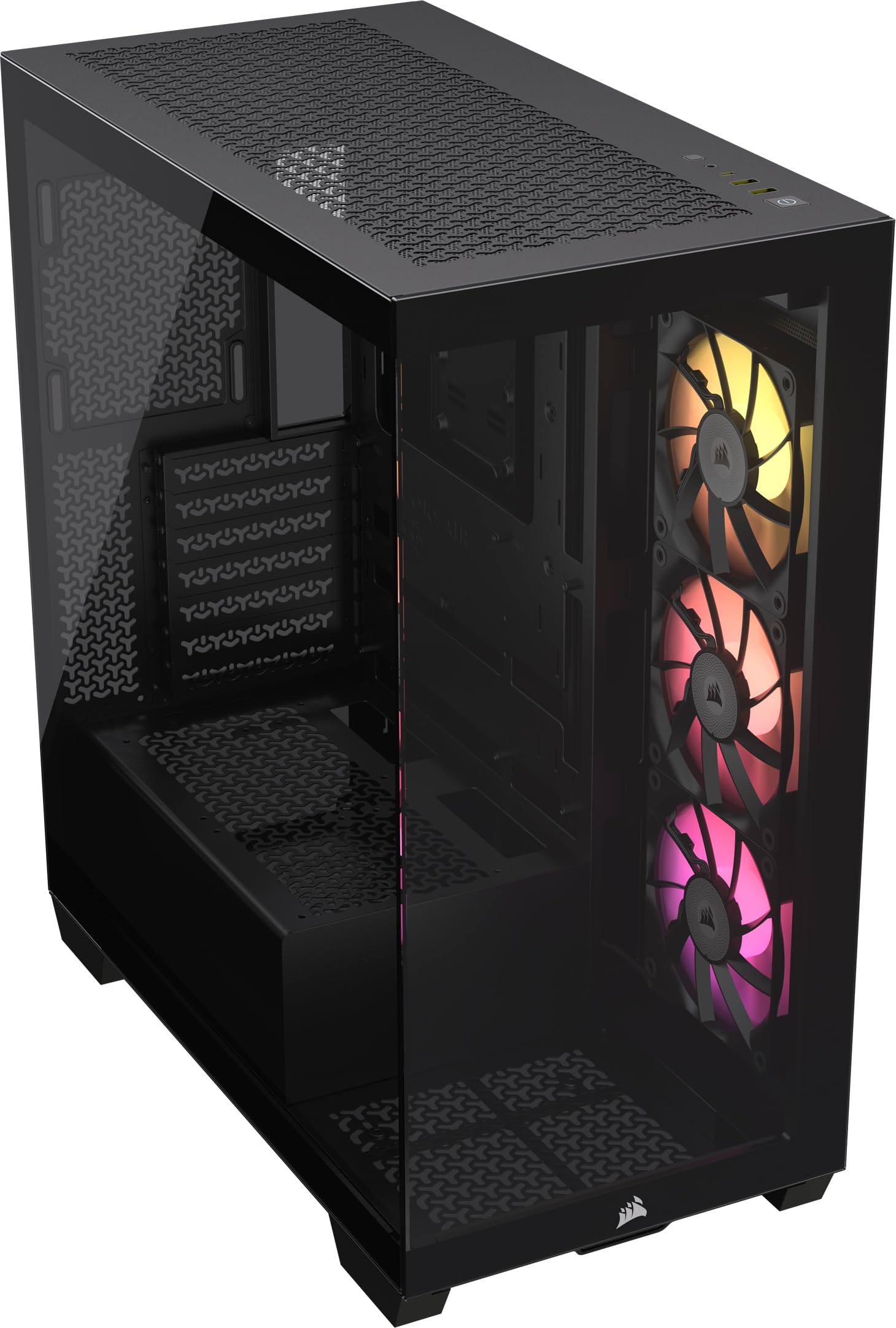 CORSAIR iCUE Link 3500X RGB Mid-Tower ATX PC Case - Panoramic Tempered Glass Panel - Reverse Connector Motherboard Compatibility - Includes 3 CORSAIR iCUE Link RX120 RGB Fans - Black - Perfect for Gaming PC Builds & Custom RGB Setups