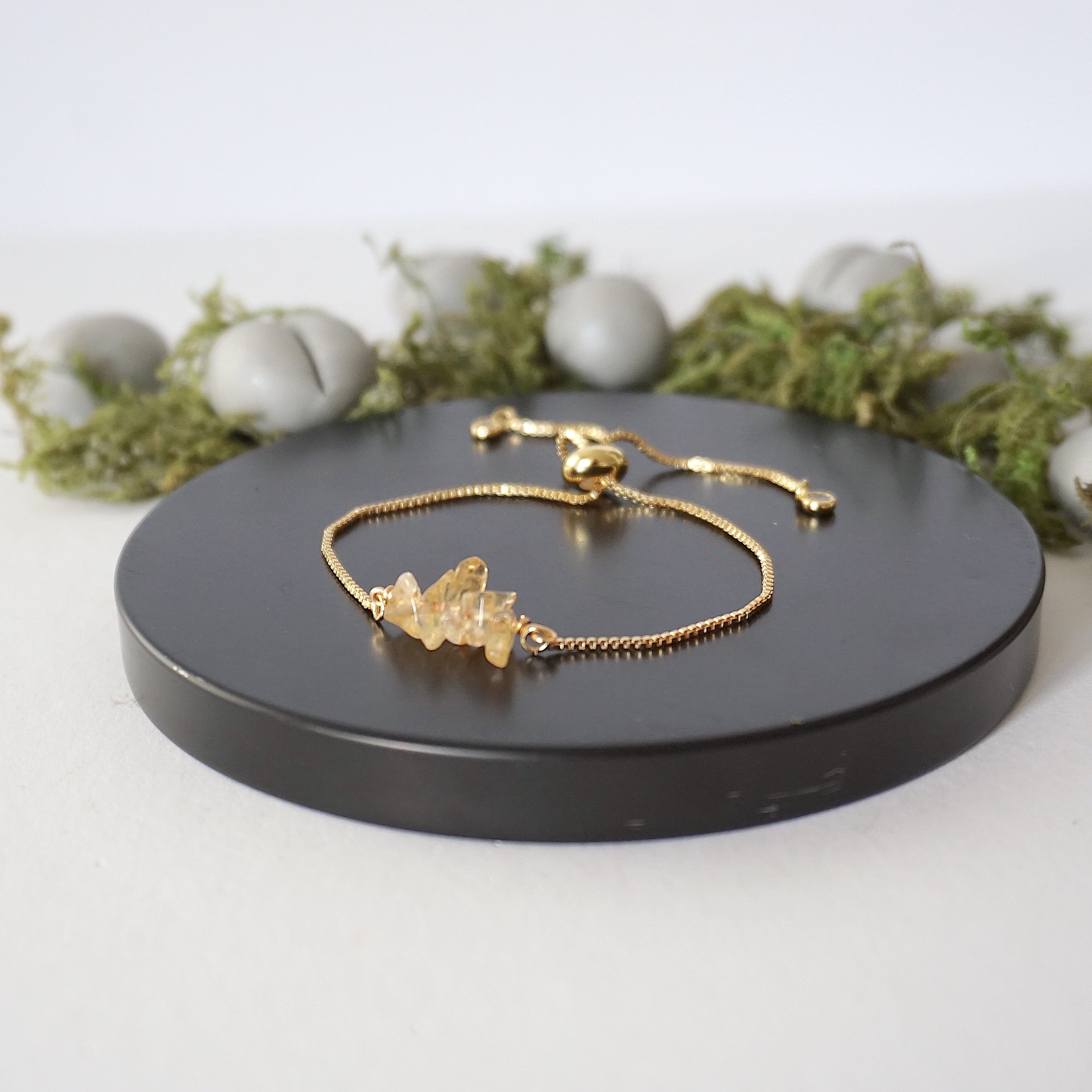 Gold Plated Adjustable Citrine Bolo Crystal Bracelet for Women - Elegant Bohemian Jewelry for Everyday Wear & Special Occasions