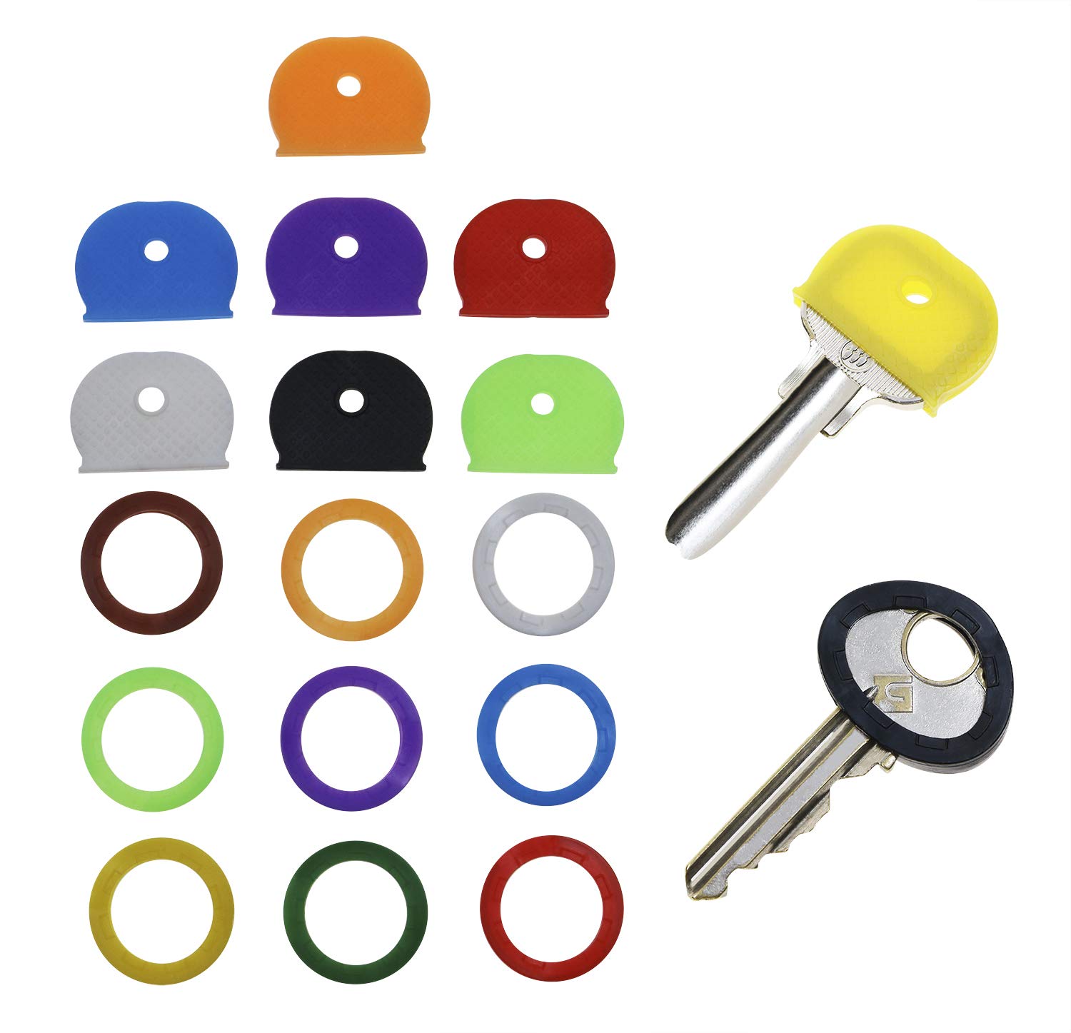 18PCS Mini Skater Silicone Key Caps - Colorful Rubber Key Identifier Tags for House & Home Key Organization (2 Styles) - Perfect for Keychains, Backpacks, and Gift Giving