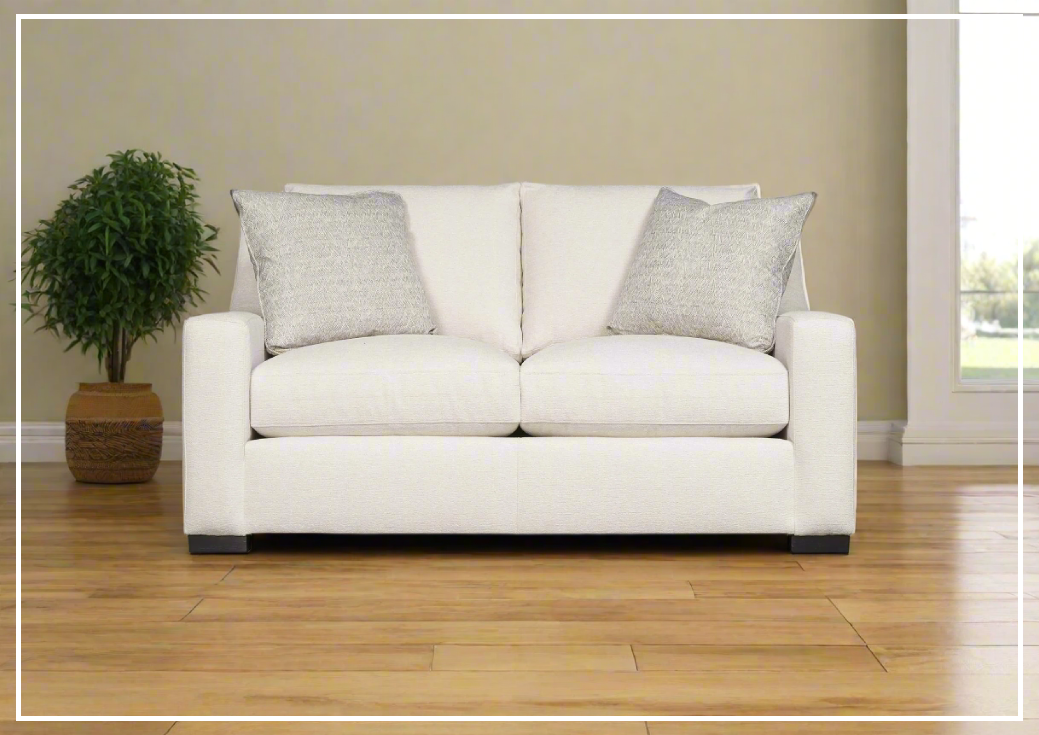Bernhardt Germain Fabric Loveseat with Spring Down Cushions - Comfortable Small Sofa for Living Room, Bedroom & Apartment - Perfect for Relaxing, Reading & Entertaining Guests