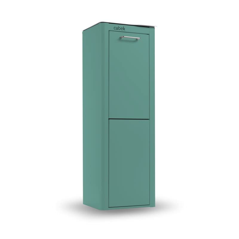Don Hierro - Cubek | 10 Gallon Dual Compartment Trash Can with Recycling Bin | Modern Waste Bin for Home, Kitchen, Office | Space-Saving Design for Small Spaces & Eco-Friendly Waste Sorting - Turquoise