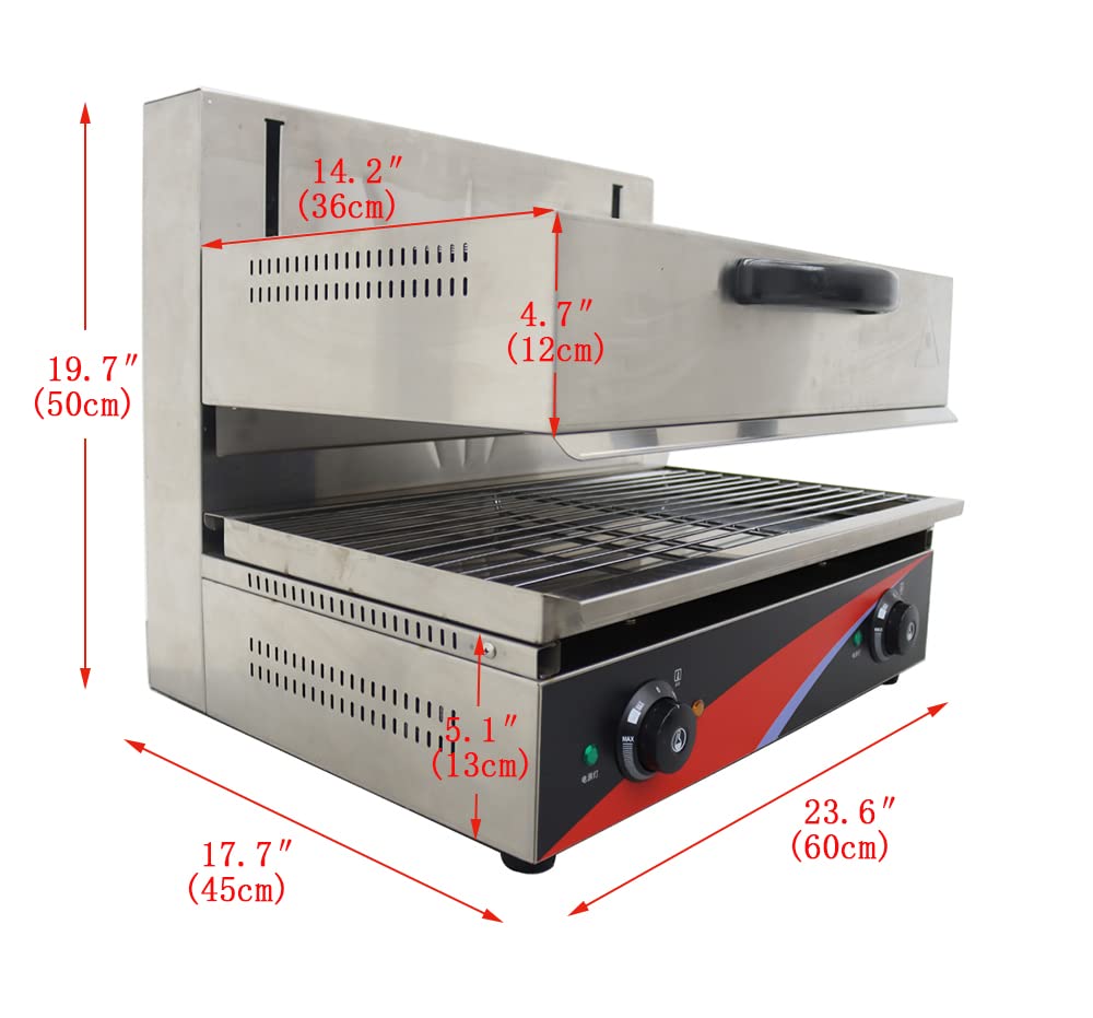 INTSUPERMAI 220V 4000W Commercial Electric Salamander Broiler - Stainless Steel Lift-Up Food Warmer, Cheese Melter & Grill Oven for Restaurants, Catering & BBQ