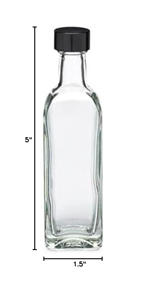 48 Pack - 2 oz (60ml) Clear Glass Bottles with Black Caps - Perfect for Wedding Favors, Party Gifts, Corporate Events, Baptisms & DIY Projects - Ideal for Essential Oils, Perfumes, Spices & Craft Storage