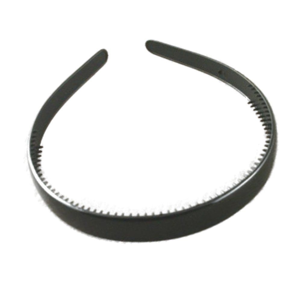 Glamifirsto 6-Pack Black Plastic Plain Headbands with Teeth Comb - Skinny Hair Bands for DIY Hairstyles, Halloween Costumes & Everyday Hair Accessories