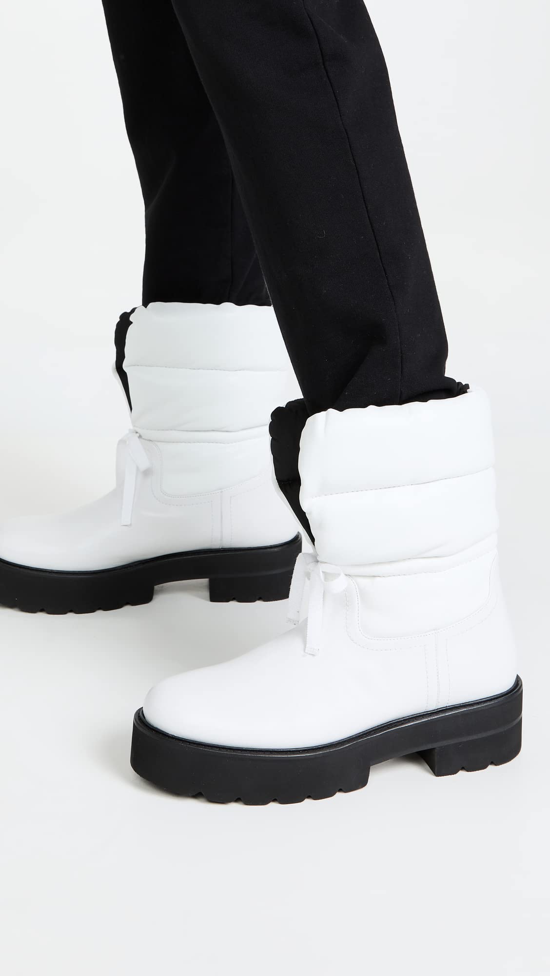 Stuart Weitzman Women's Tyler Ultralift Booties - White/Black - Size 6.5 Medium (US) | Comfortable Ankle Boots for Work, Casual Outfits & Fall/Winter Fashion