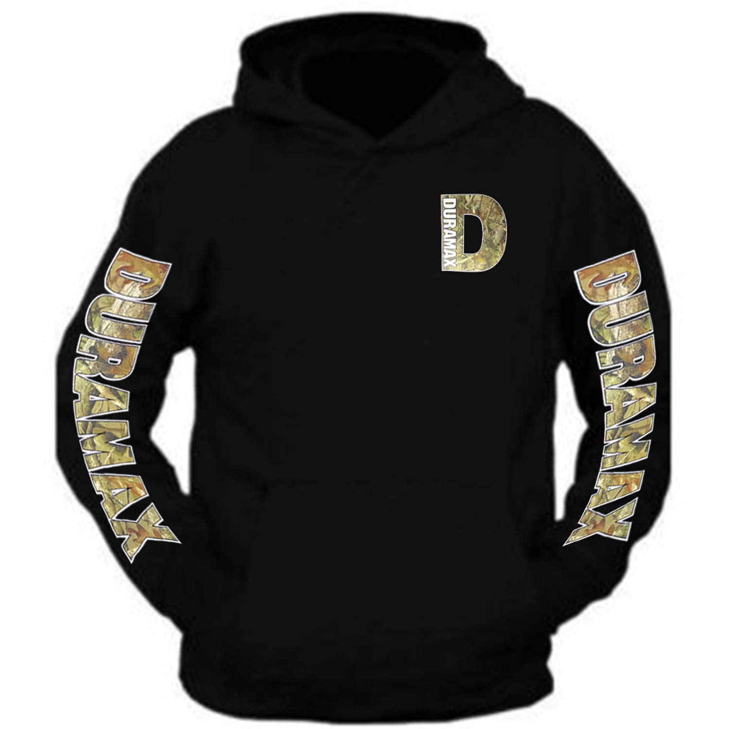 Duramax Camo Pocket Hoodie - Black Hooded Sweatshirt for Men & Women (Sizes S-3XL) | Outdoor Hunting, Casual Wear & Winter Warmth