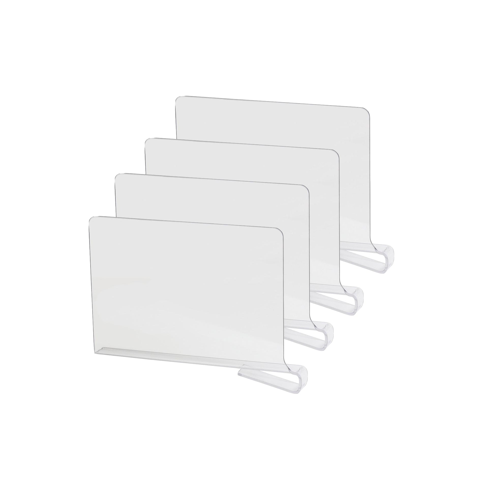 Clear Acrylic Shelf Dividers - 12 Pack Organizer for Kitchen, Bathroom, Office - Adjustable Drawer & Cabinet Organizer for Spice Jars, Books, Makeup - Space Saving Storage Solution