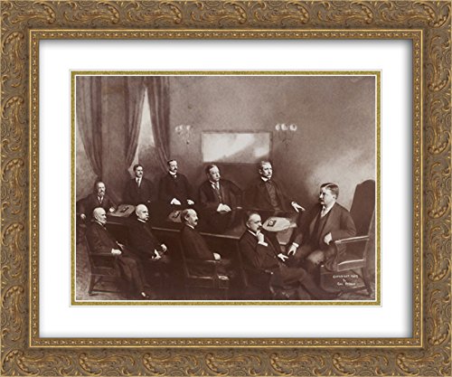 President Theodore Roosevelt & His Cabinet in Cabinet Room - 24x18 Double Matted Gold Ornate Framed Art Print - Perfect for Office Decor, History Classrooms & Presidential Gift