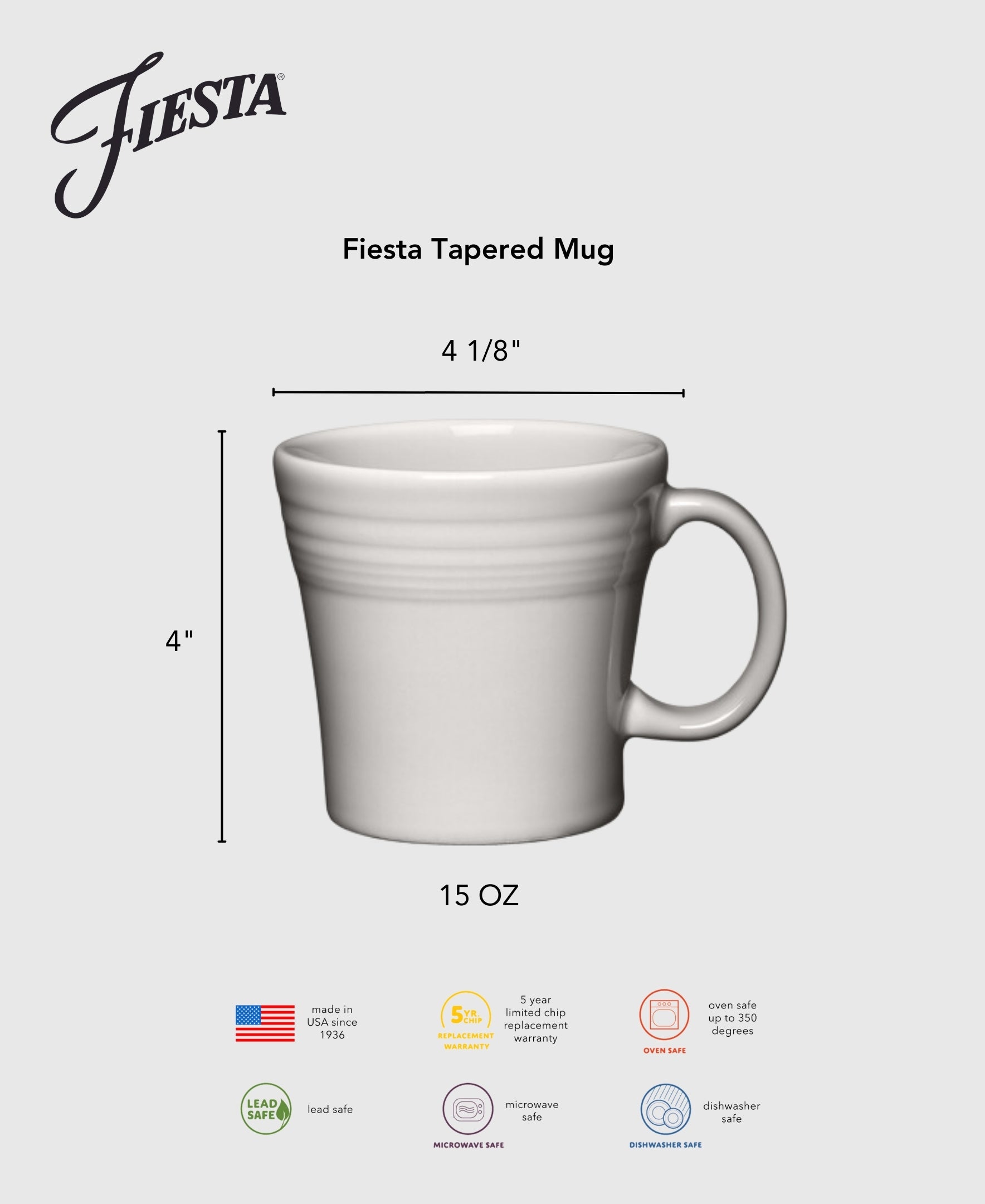 Set of 4 White 15oz Tapered Coffee Mugs - Perfect for Hot Drinks, Tea, and Home Decor