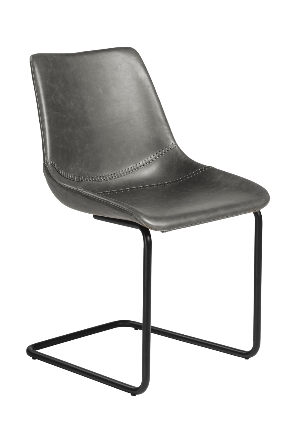 Flynn Side Chair Set of 2 - Genuine Leather Upholstery & Coated Metal Legs - Modern Dining Room, Kitchen, or Office Seating