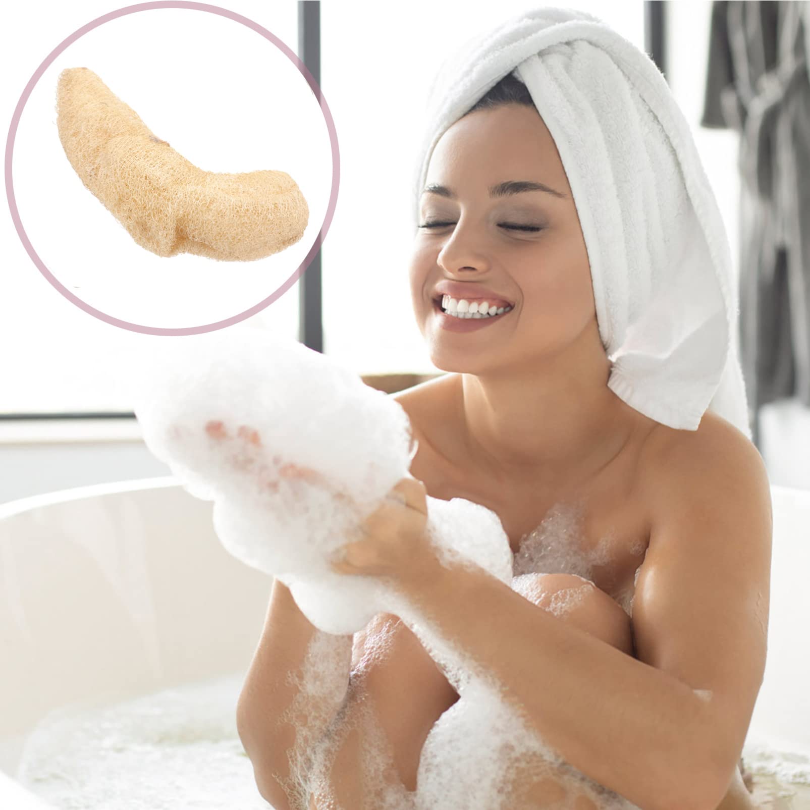 Beavorty Natural Loofah Sponge - Exfoliating Bath Scrubber for Women & Men | Washable & Reusable Body Scrub Towel | Perfect for Shower, Spa & Gentle Skin Exfoliation (1-Pack)