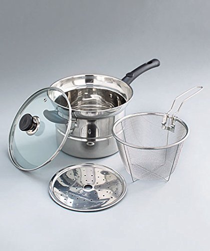 Premium 4-Piece Stainless Steel Steamer and Strainer Cookware Set – Perfect for Steaming Vegetables, Pasta & Seafood – Durable & Easy to Clean Kitchen Essentials