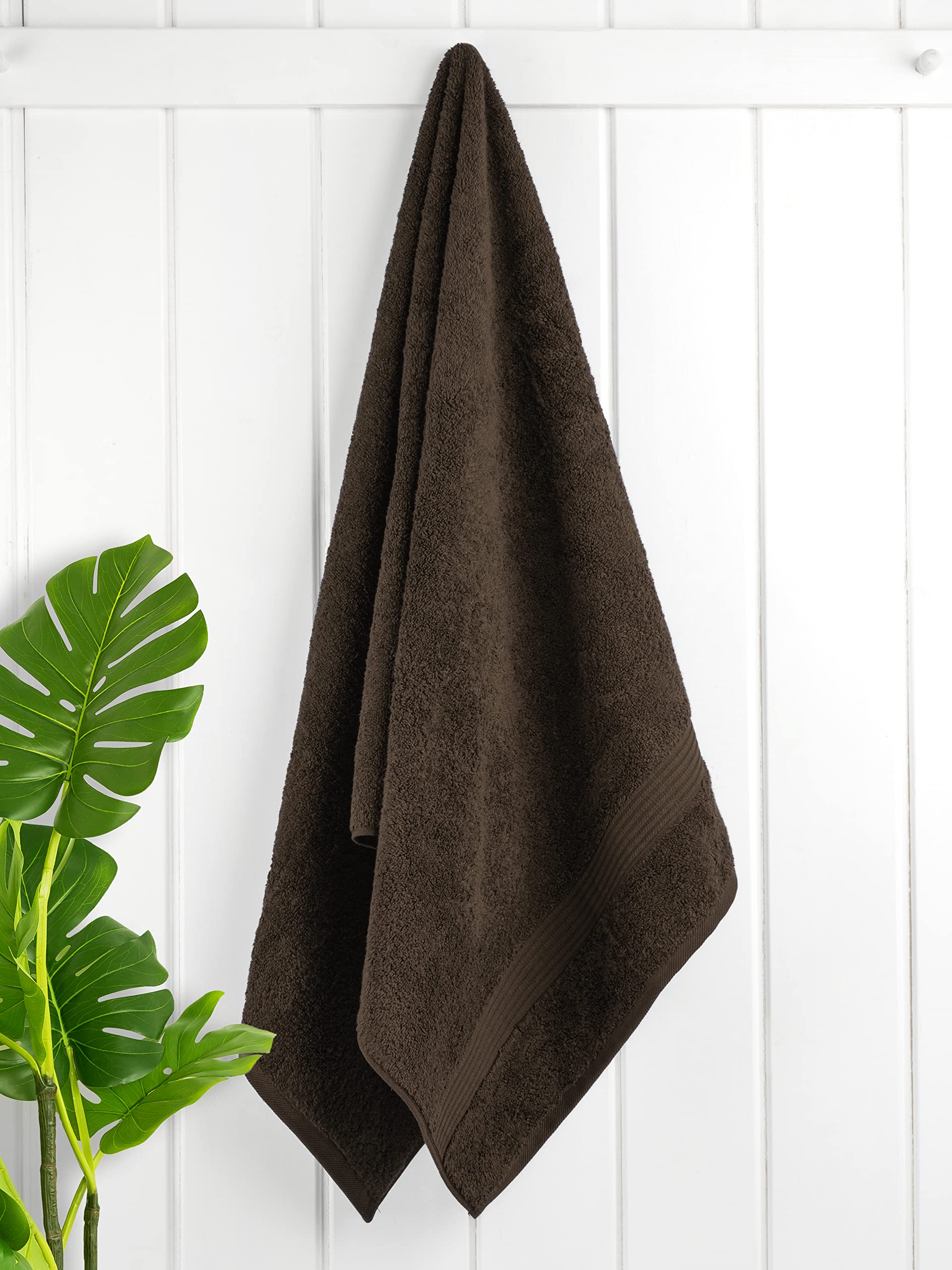Premium 100% Cotton 4-Piece Turkish Bath Towel Set - Ultra Soft & Absorbent Luxury Bath Towels for Spa, Gym & Home - Quick Dry Bathroom Towels (Brown) - Perfect for Hotels, Guest Rooms & Everyday Use