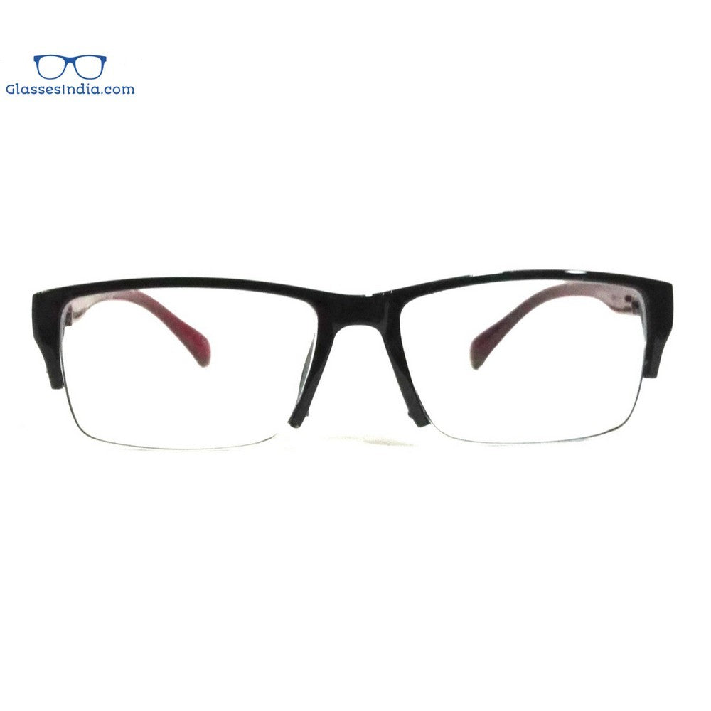 Anti-Glare Plastic Half Frame Computer Glasses 8103BKRD - Blue Light Blocking for Screen Time & Digital Eye Strain Relief - Perfect for Office, Gaming & Online Classes