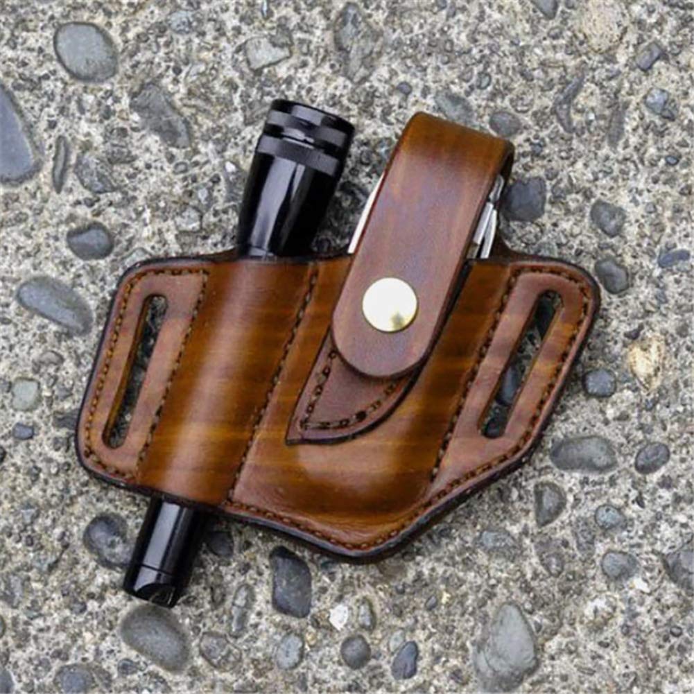 Hapeisy Premium EDC Leather Sheath for Knives, Multitools & Flashlights - Tactical Holster for Leatherman, Tactical Pens & Tools - Perfect for Outdoor, Camping & Everyday Carry (EDC) Organization