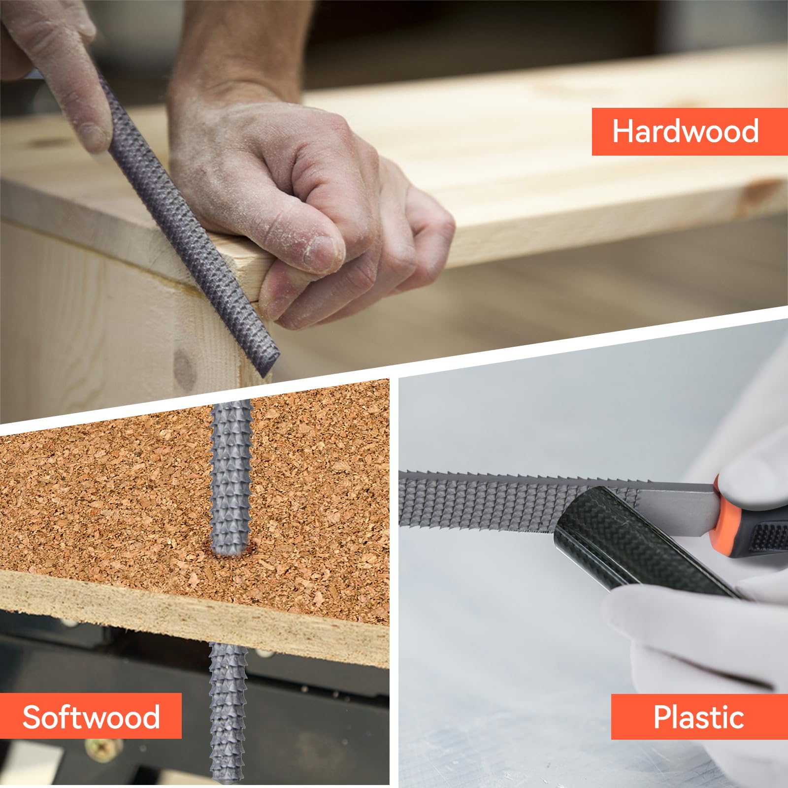 Preciva 3-Piece High Carbon Steel Wood Rasp File Set - Flat, Round & Half Round Files for Woodworking, Carving & DIY Projects | Perfect for Wood Shaping, Smoothing & Finishing