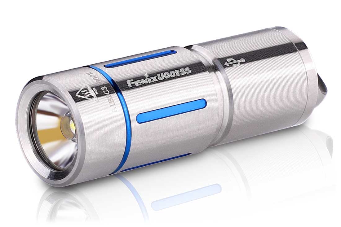 Fenix UC02SS USB Rechargeable Mini Keychain Flashlight - Compact EDC Light for Camping, Hiking & Emergency Use