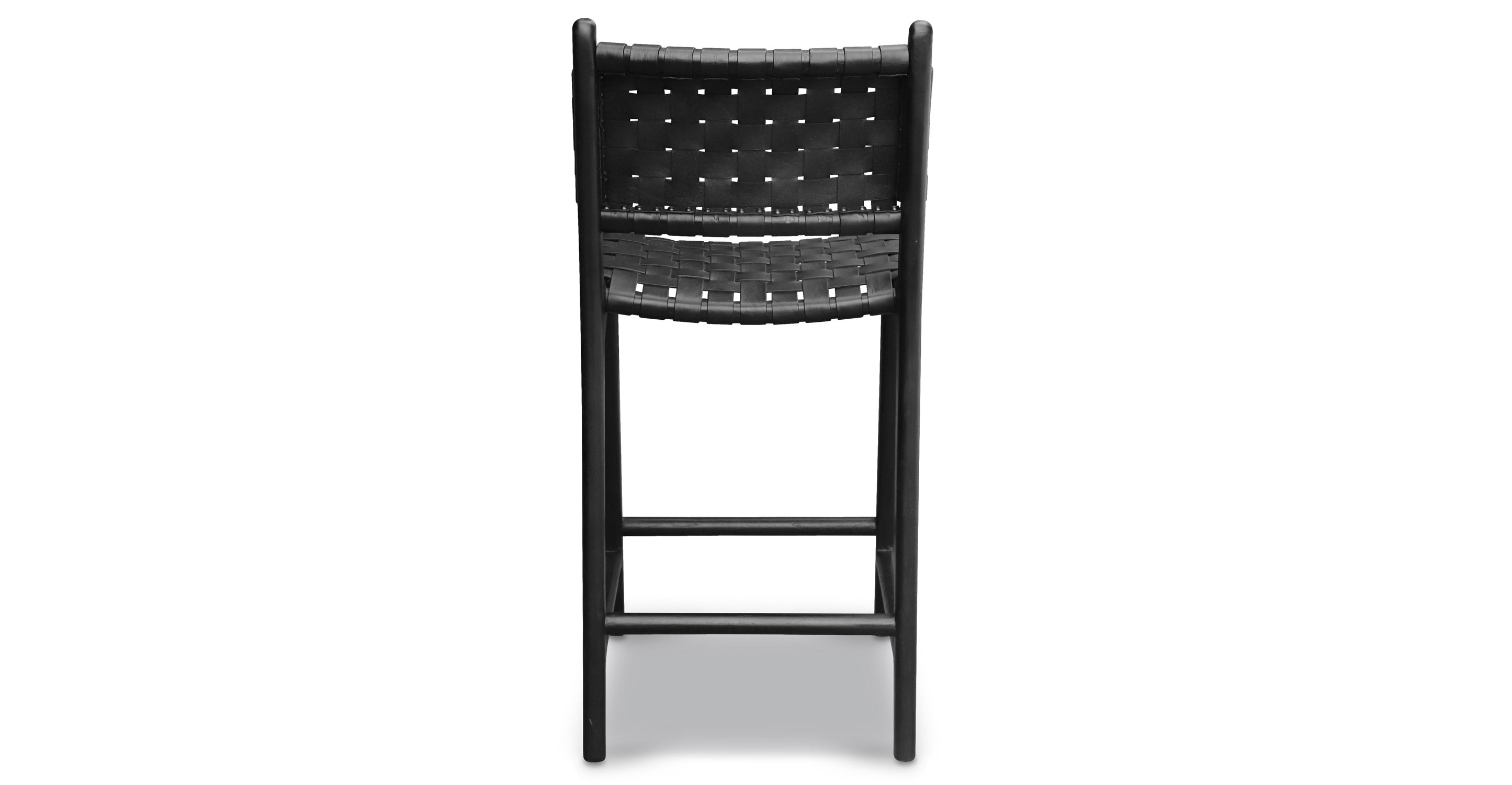 Premium Teak & Leather Counter Height Bar Stool - Modern Kitchen Island & Breakfast Nook Seating - Durable & Stylish for Home, Cafe, and Restaurant Use