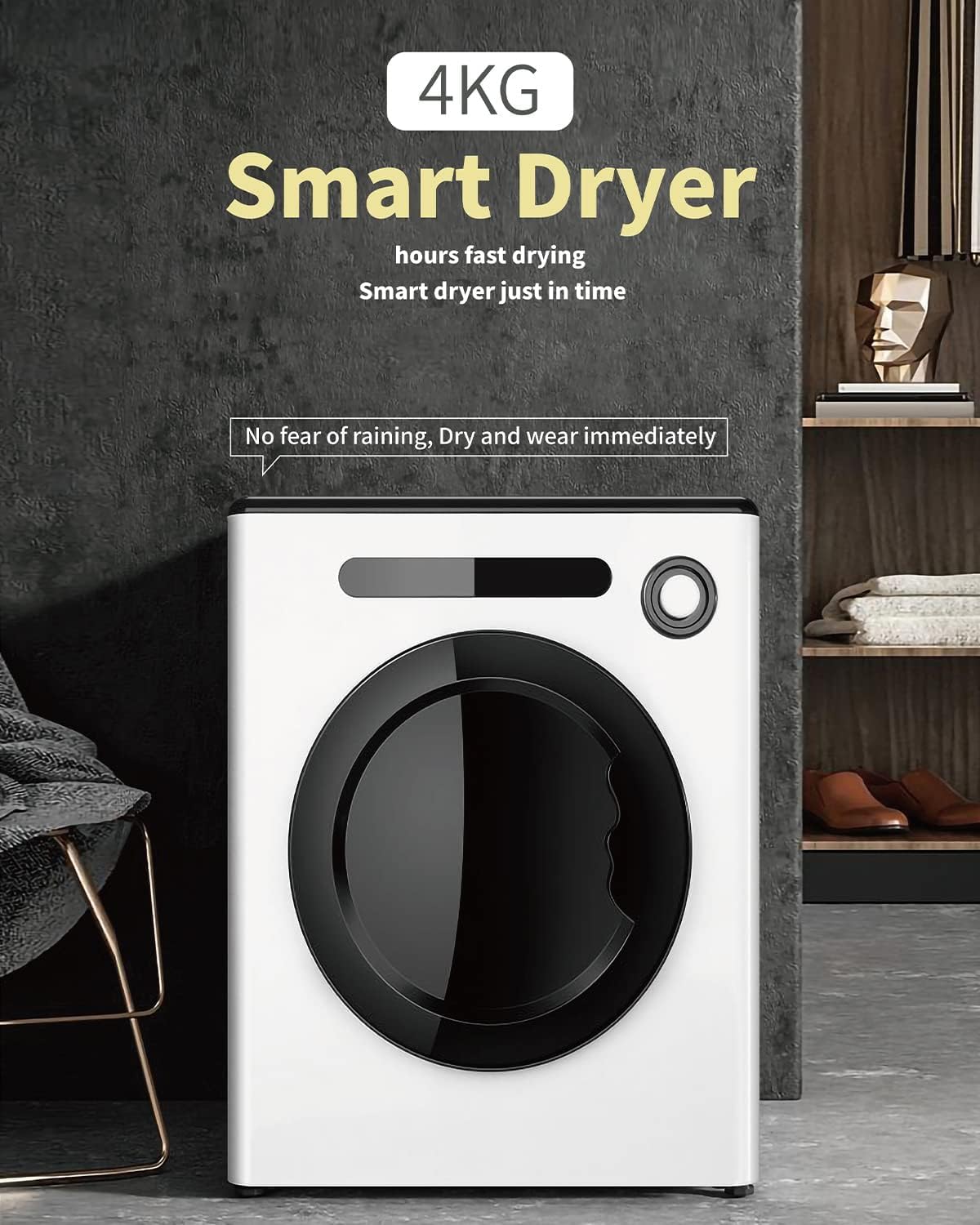 Compact 850W 9lbs Portable Clothes Dryer - Energy Efficient Laundry Drying Machine for Small Spaces, Apartments, RVs & Dorms - Perfect for Travel, Camping & Tight Living Areas - Quiet & User-Friendly Design