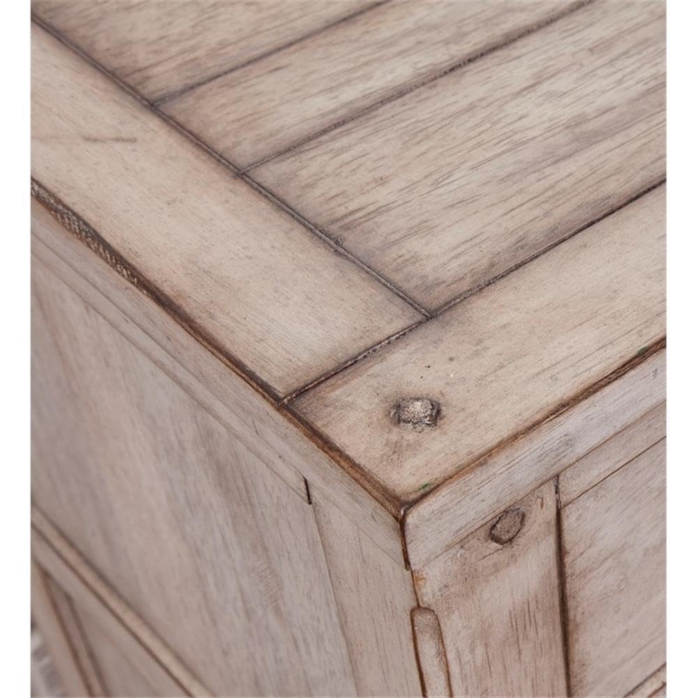 Aurora White-Washed Wood Two Drawer Nightstand - Rustic Bedside Table with Storage for Bedroom, Living Room & Office - American Woodcrafters Solid Wood Furniture