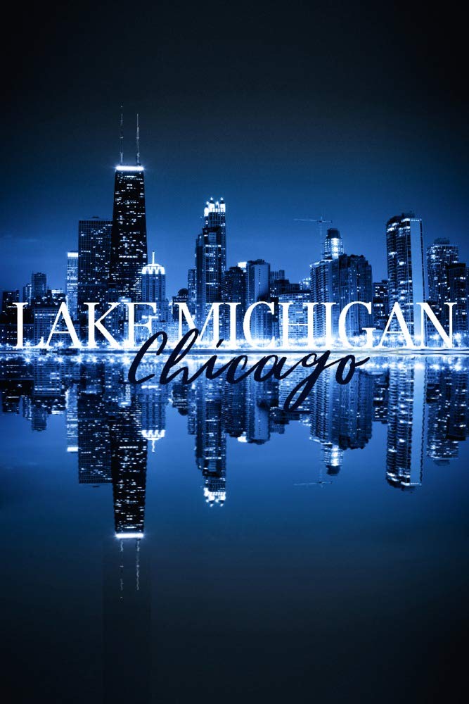 Chicago Illinois Lake Michigan Skyline at Night - 24x36 Signed Art Print - Wall Decor Poster for Living Room, Office & Home Decor
