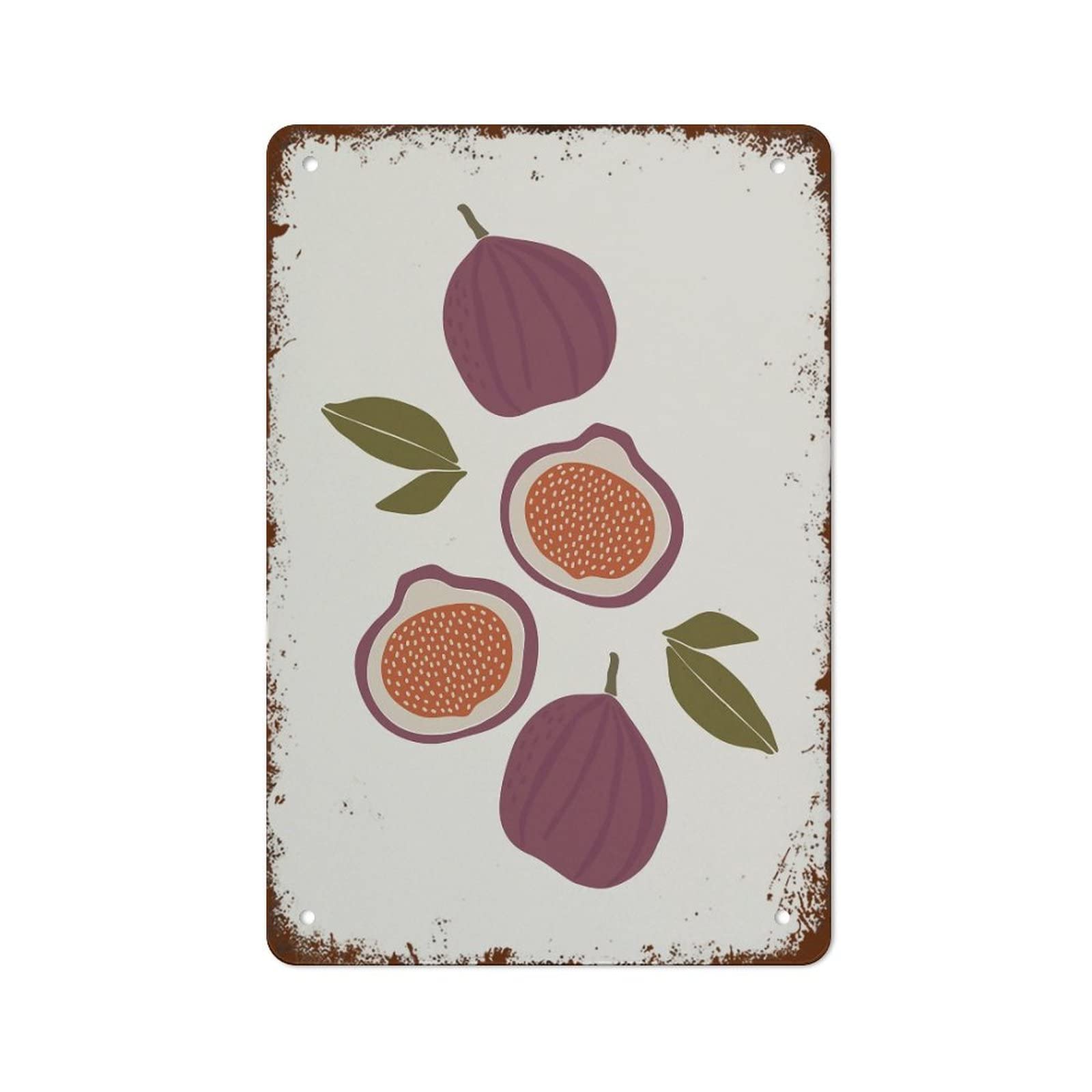 Vintage Metal Tin Signs - Retro Tropical Fruit Wall Art Poster 12x8 Inch, Summer Fig Print Kitchen Decor for Pub, Bar, Office, Man Cave, Home, Bedroom & Dining Room | Perfect for Beach House, Tiki Bar & Fruit-Themed Party Decorations