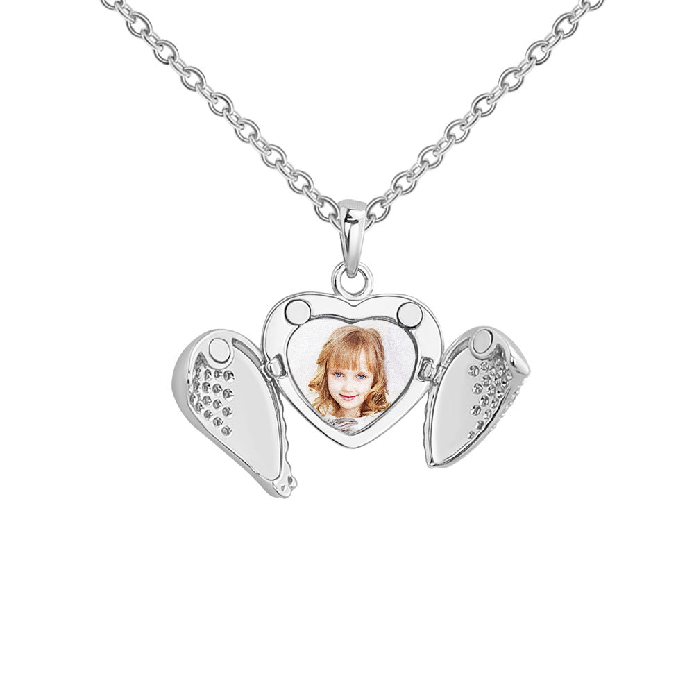 Personalized Heart Locket Photo Necklace & Bangle Set - Custom Engraved Memorial Jewelry for Loved Ones | Perfect for Anniversaries, Valentine's Day & Gifts | D0018