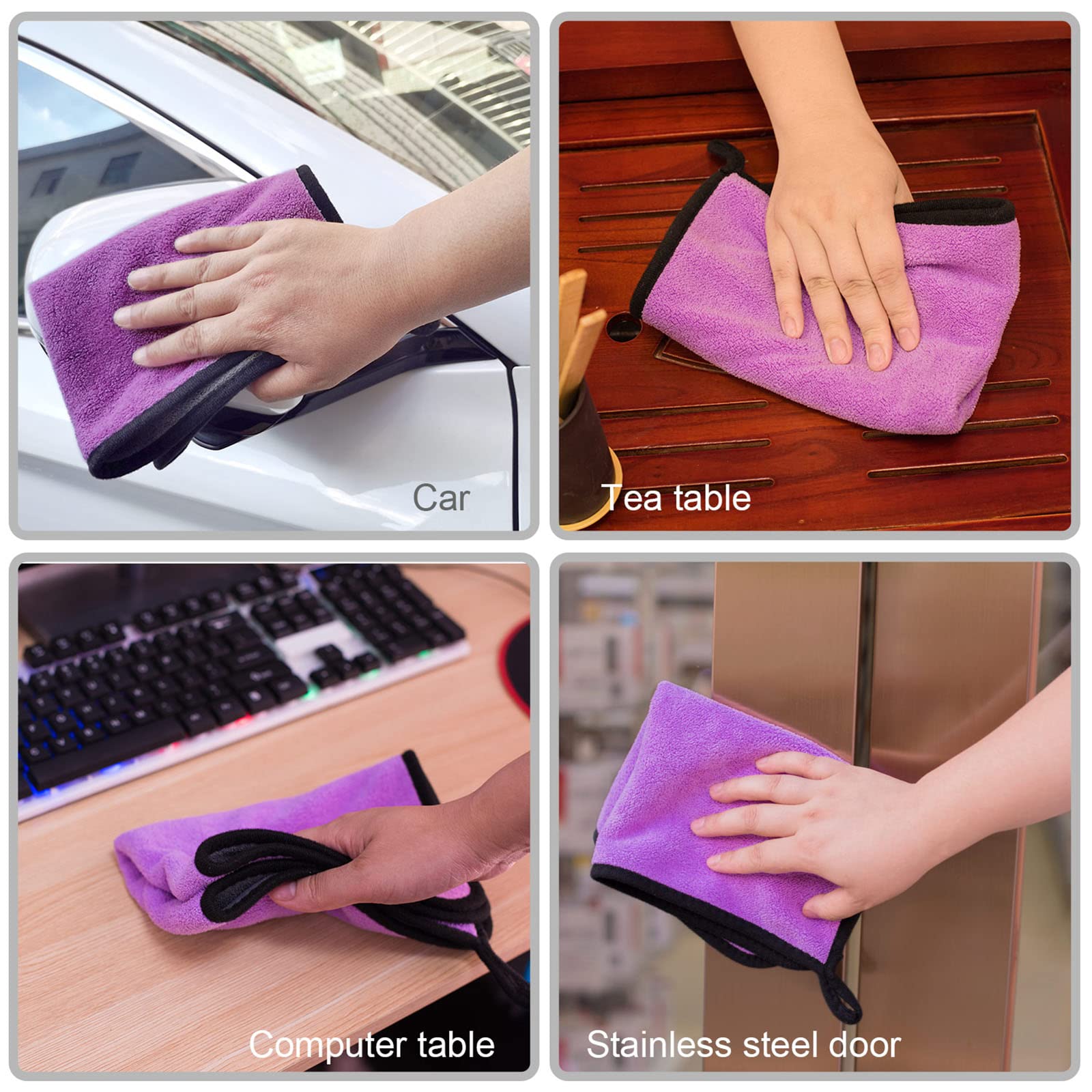 Premium 8-Pack Microfiber Cleaning Cloths for Cars - 15.8