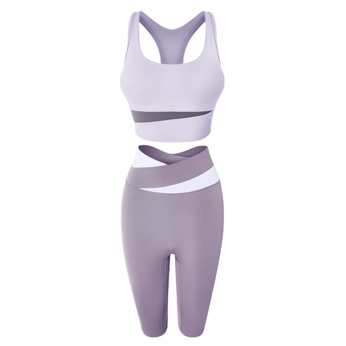 Seamless Crop Tank & High Waist Yoga Shorts 2-Piece Workout Set for Women - Perfect for Gym, Running & Yoga
