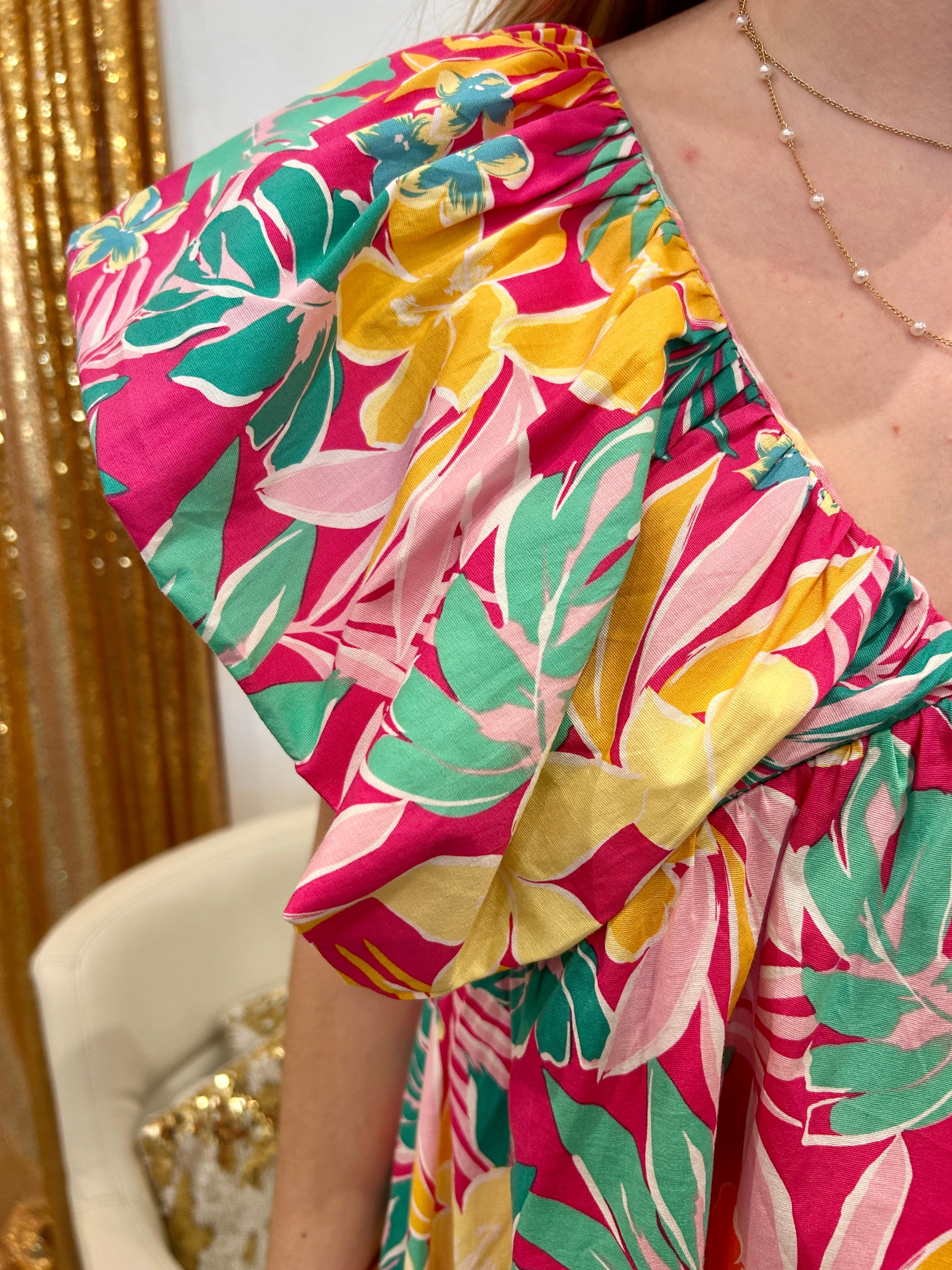 Tropical Floral Mini Dress - Multi Color Summer Outfit for Beach Vacation & Party Wear