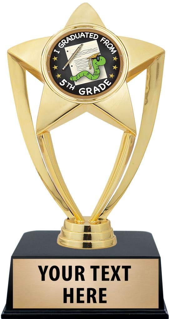 Custom Engraved 5th Grade Graduation Trophy - 6 Inch Personalized Crown Awards with Black Base - Perfect for Elementary School Ceremonies & Achievement Celebrations