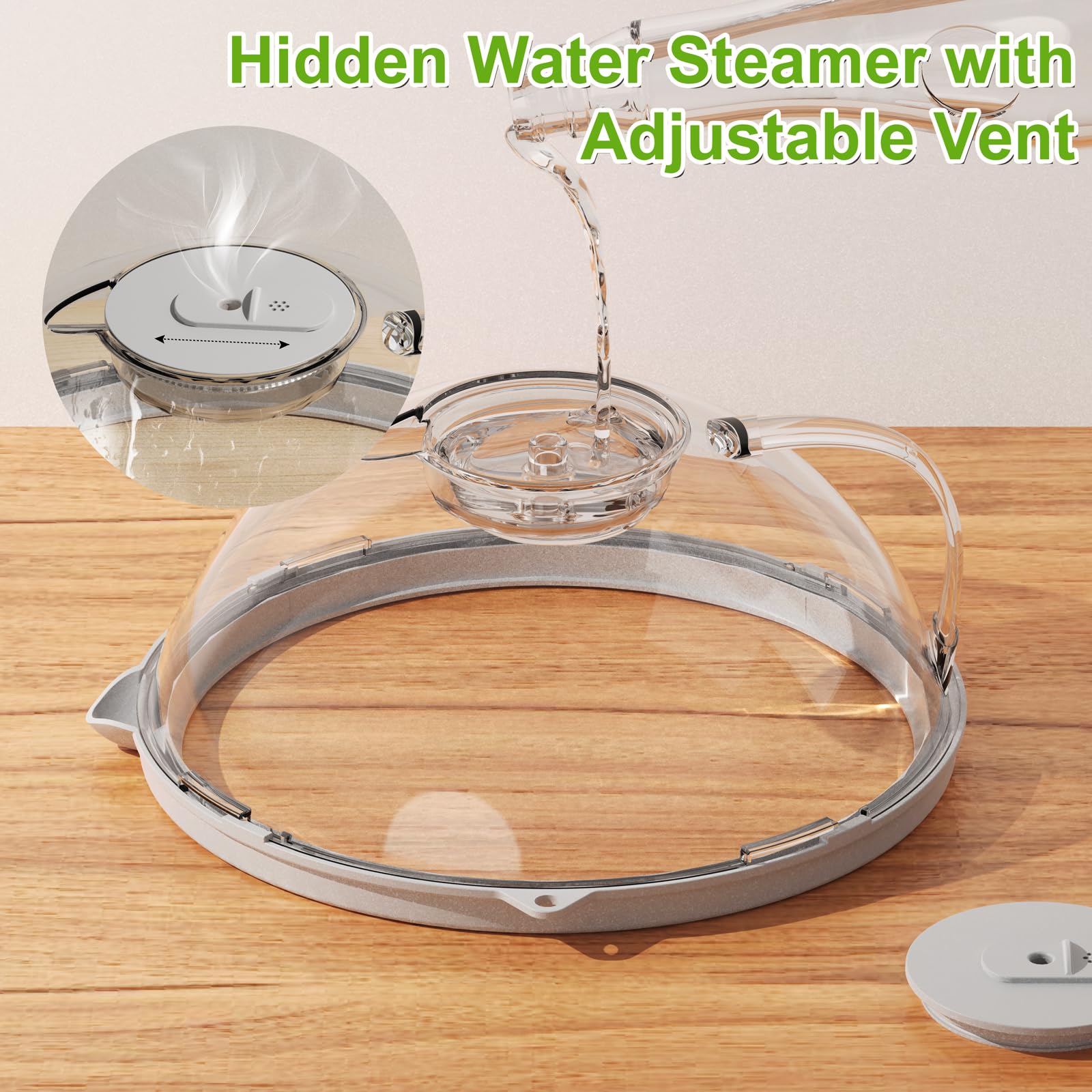 **Clear Adjustable Microwave Splatter Cover with Vented Lid & 10