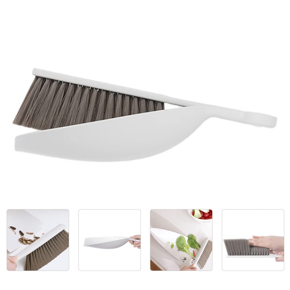 Healifty Mini Cleaning Kit - Small Broom, Keyboard Duster, Table Brush & Dustpan for Phone, Sofa, Door Handles - Portable PP White Cleaning Tools for Home, Office, Pet Hair Removal | Perfect for Desktop, Electronics, Car Interior & Tight Spaces