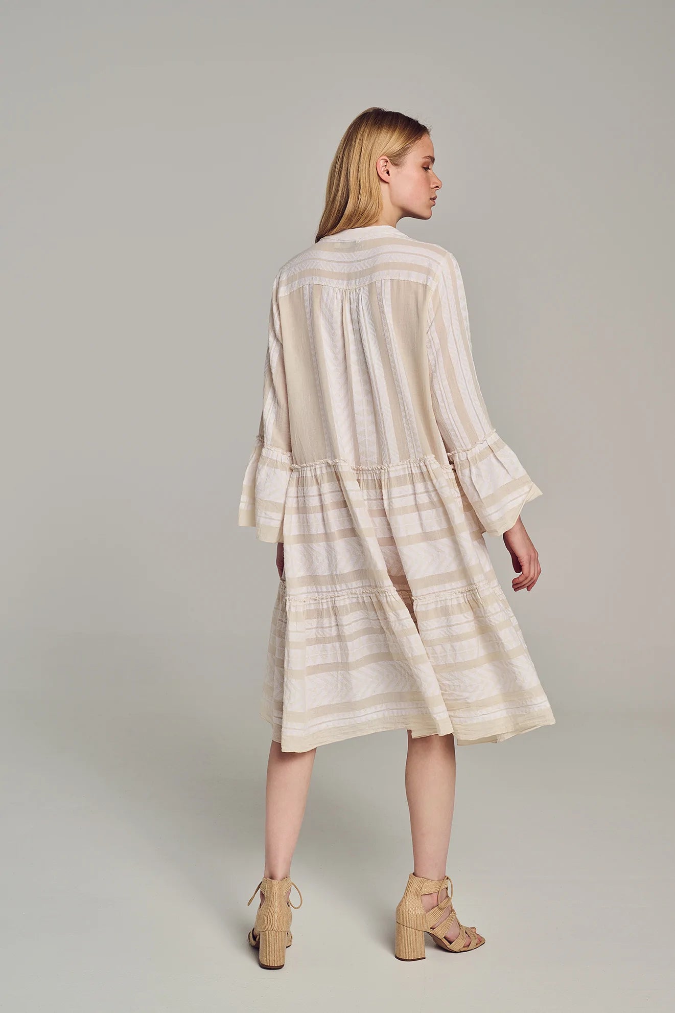 Ella Midi Dress in Ecru - Elegant Flowy Summer Dress for Women | Perfect for Weddings, Parties & Casual Outings