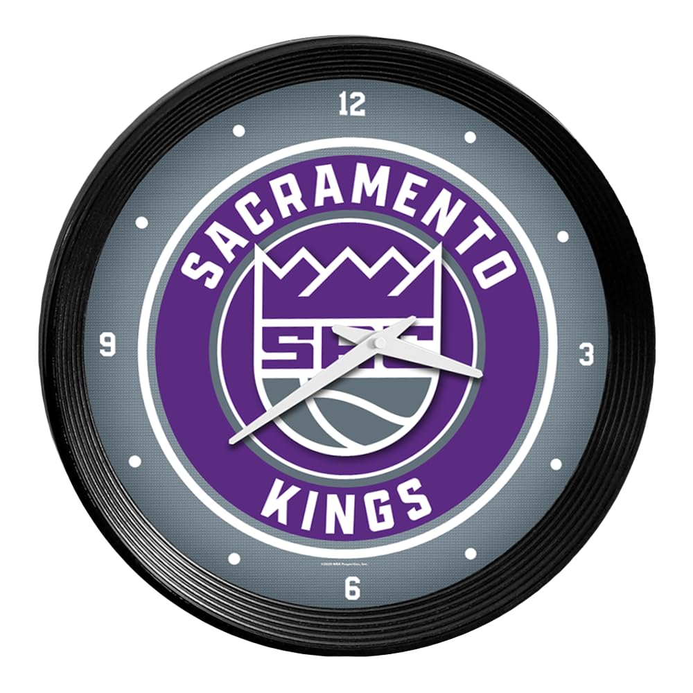 Sacramento Kings NBA Wall Clock - Ribbed Frame Sports Decor for Home, Game Room, Fan Cave & Garage - Made in USA - Perfect for Basketball Fans and Game Day Decorations
