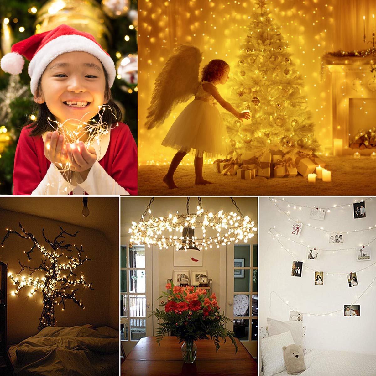 300LED Christmas Tree String Lights 99FT - Silver Wire Warm White Dimmable Fairy Lights with Remote Control, UL Certified Plug - Perfect for Indoor Outdoor Christmas Decor, Wedding, Party & Home Decoration